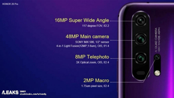 Honor 20 Pro получил необычную камеру с четырьмя модулями